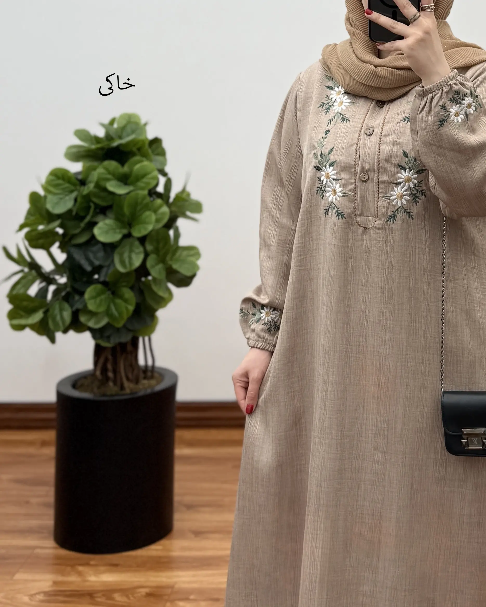 مانتو زنانه بلند قواره دار مدل شهربانو طرح گل